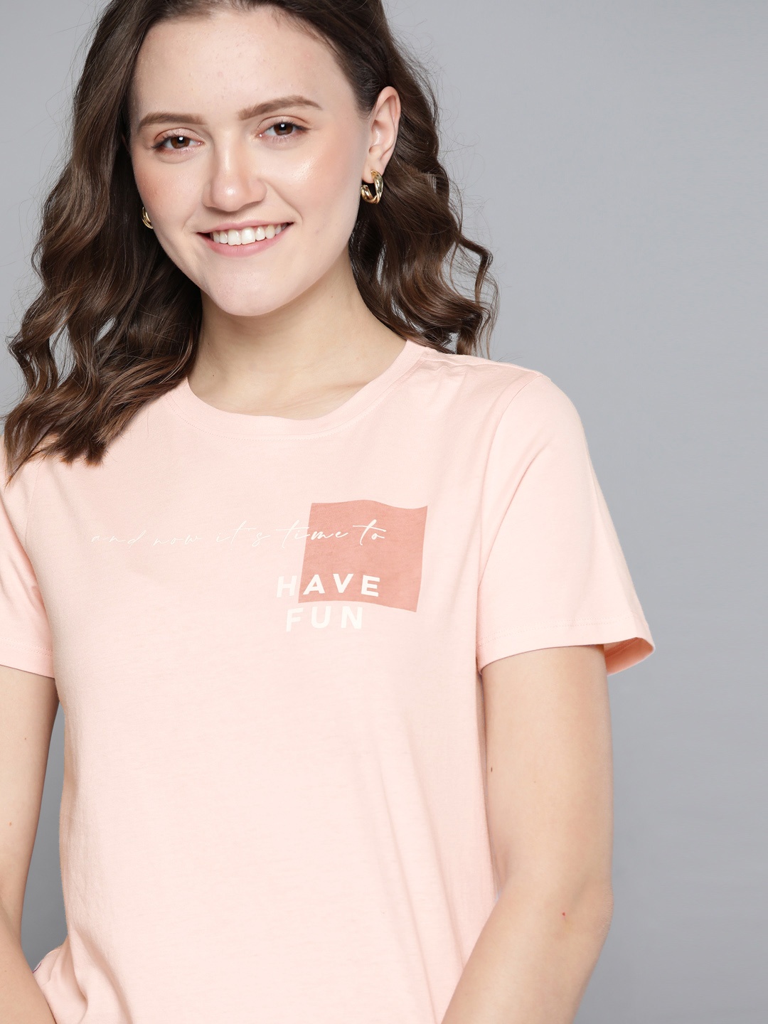 

Mast & Harbour Women Pink Pure Cotton Printed Detail T-shirt