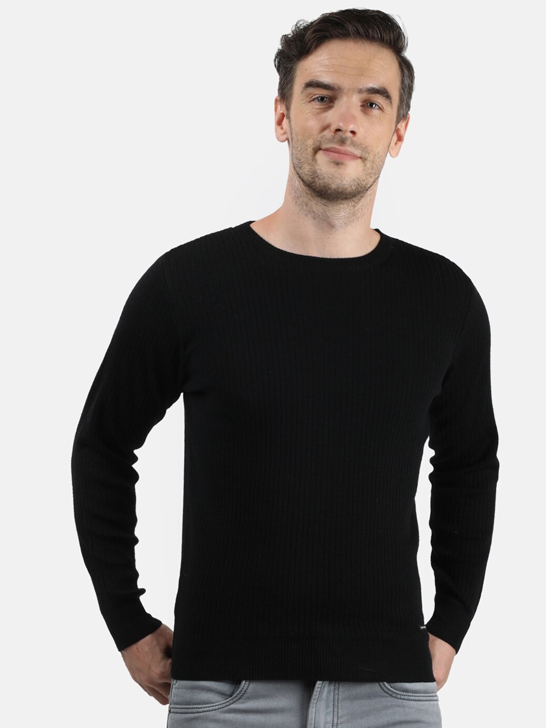 

Monte Carlo Men Black Solid Wool Sweater Pullover