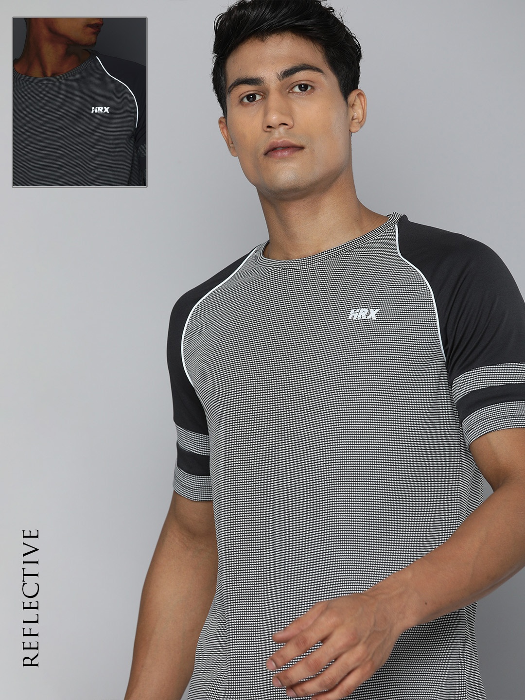 

HRX By Hrithik Roshan Running Men Iron Rapid-Dry Colourblocked T-shirt, Grey