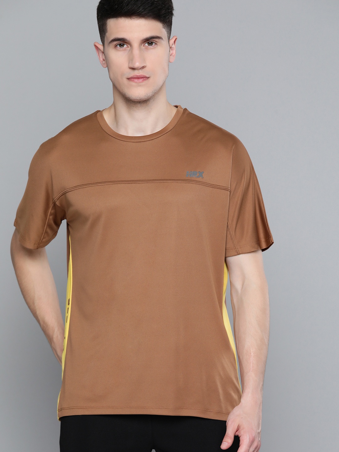 

HRX By Hrithik Roshan Running Men Aztec Rapid-Dry colourblock T-shirt, Brown