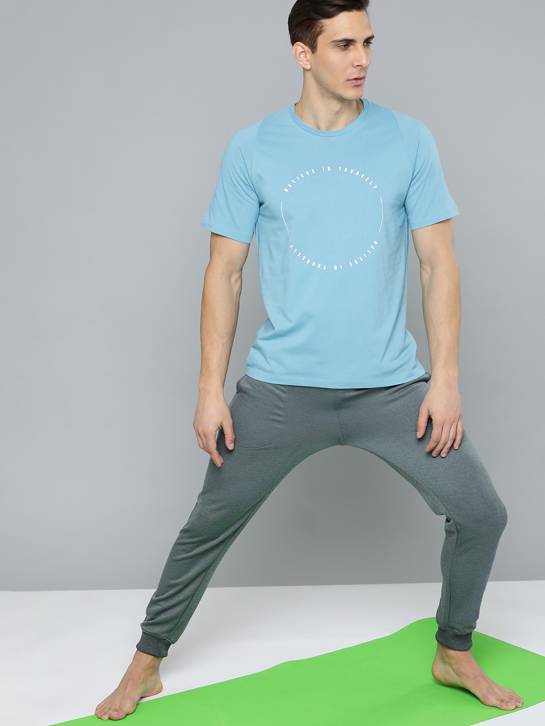 

HRX By Hrithik Roshan Yoga Men Arctic Blue Rapid-Dry Solid Sustainable Tshirts