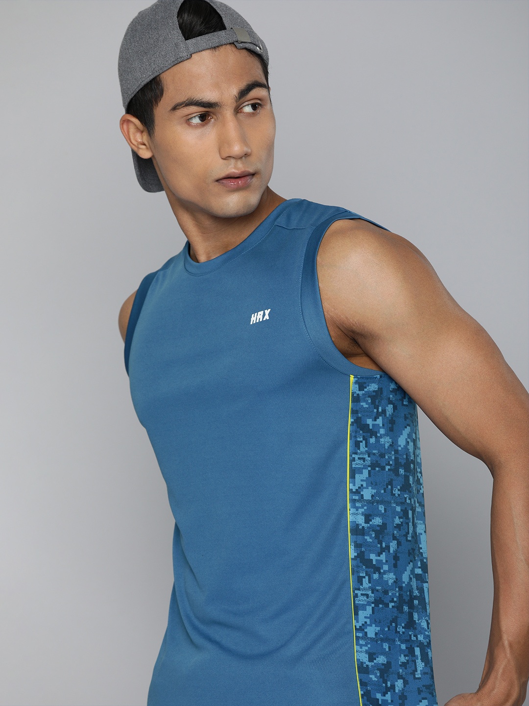 

HRX By Hrithik Roshan Men Blue Rapid-Dry AOP Training Tshirts