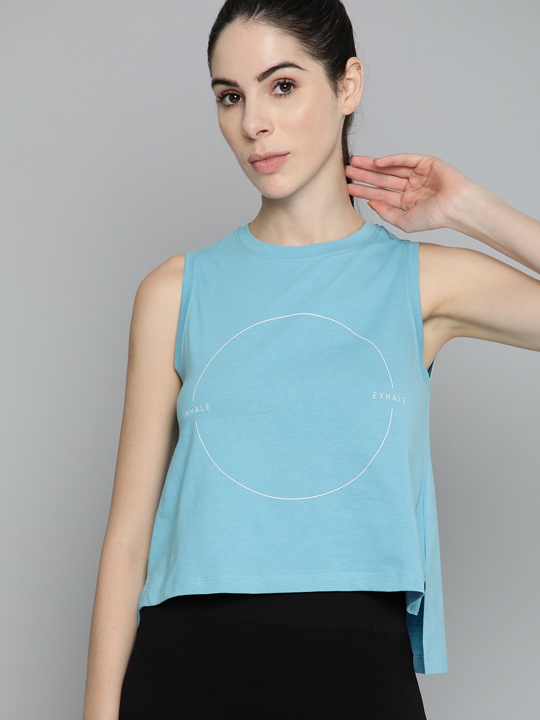 

HRX By Hrithik Roshan Yoga Women Delphinium Blue Solid Sustainable T-shirt