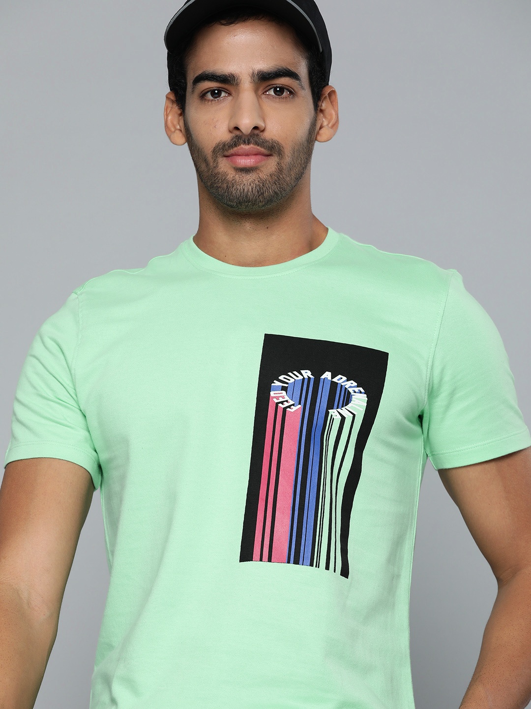 

HRX By Hrithik Roshan Lifestyle Men Neo Mint Bio-Wash Typography T-shirt, Green