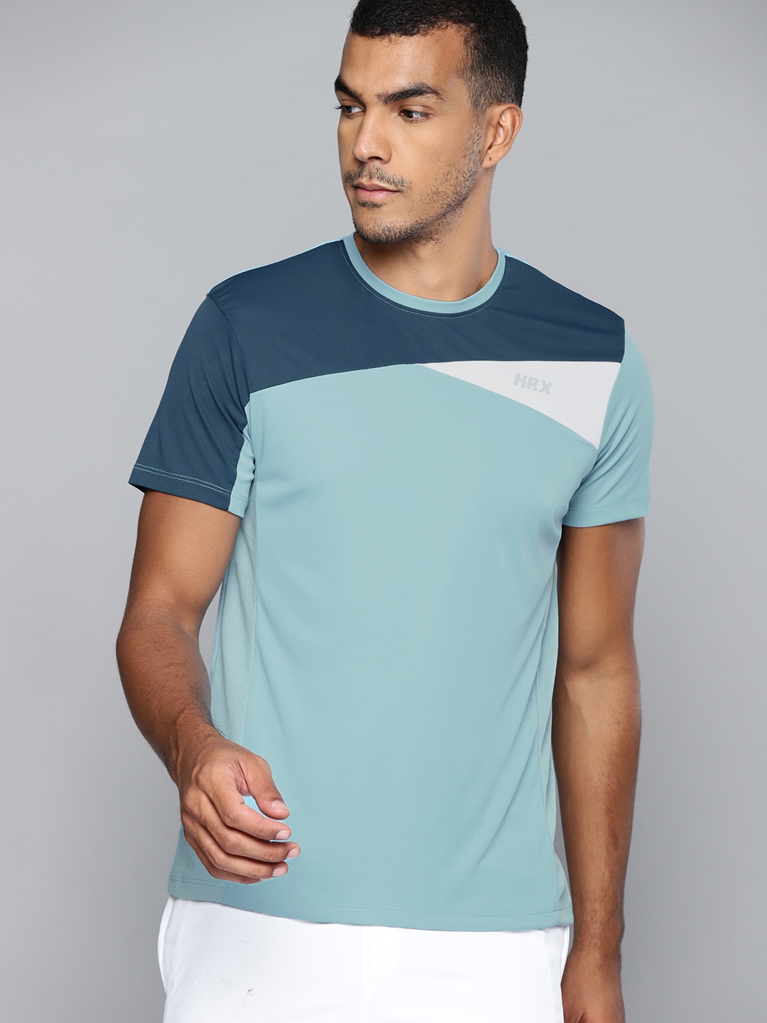

HRX By Hrithik Roshan Running Men Blue Coral Rapid-Dry colourblock T-shirts