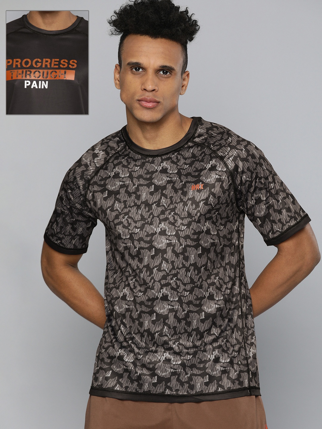 

HRX By Hrithik Roshan Men Black Printed Reversible Training T-shirt