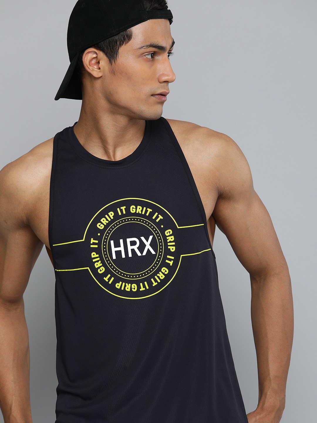 

HRX by Hrithik Roshan Training Men Black Rapid-Dry Typography Printed T-shirt