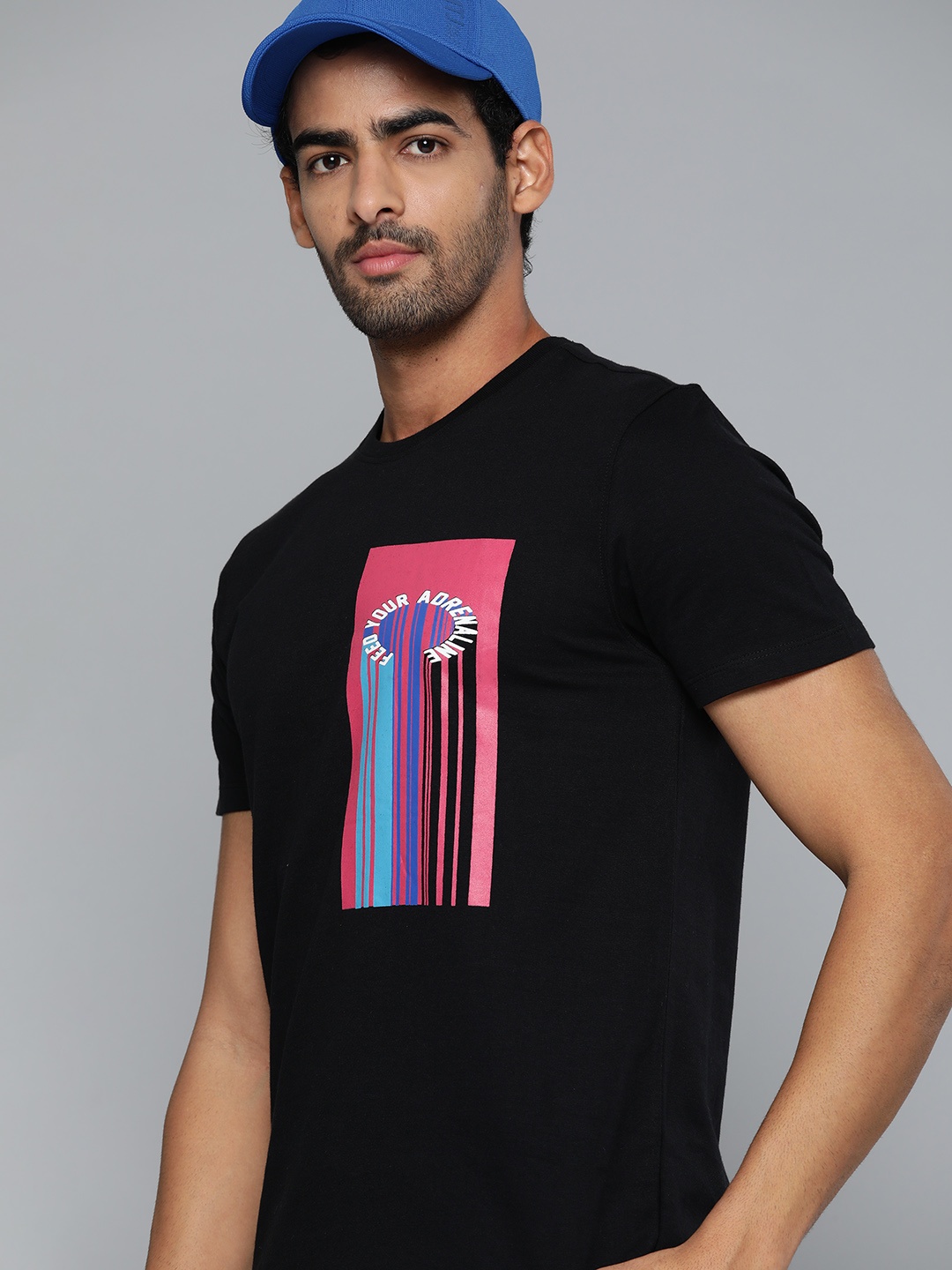 

HRX By Hrithik Roshan Lifestyle Men Jet Black Bio-Wash Typography T-shirt