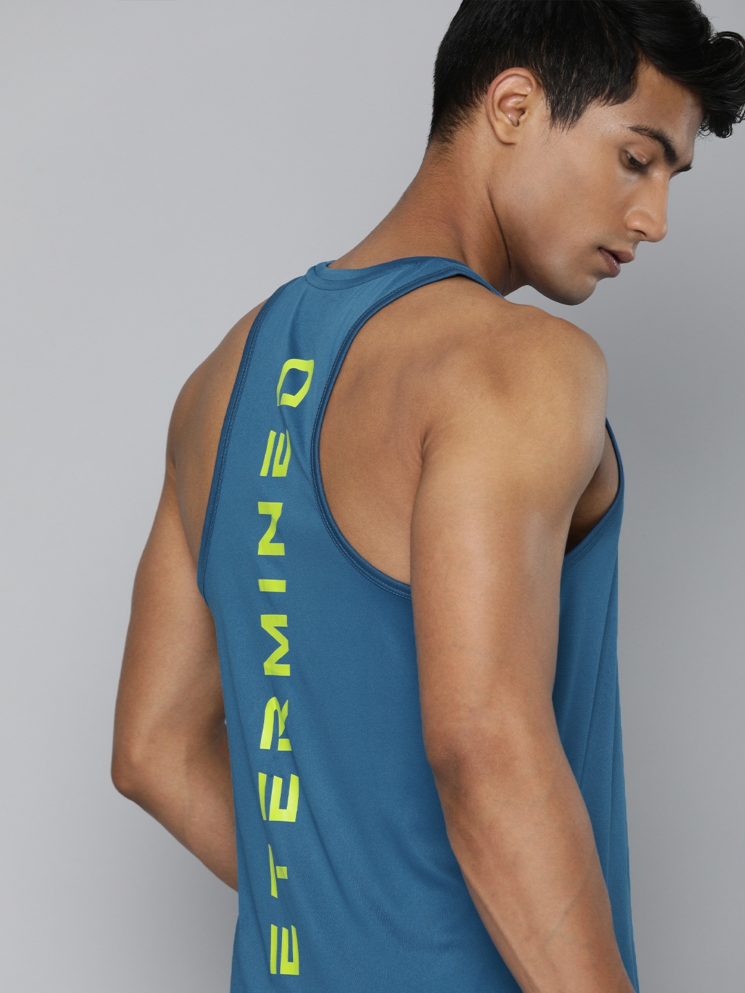

HRX by Hrithik Roshan Men Blue Typography Printed Rapid-Dry Training or Gym T-shirt
