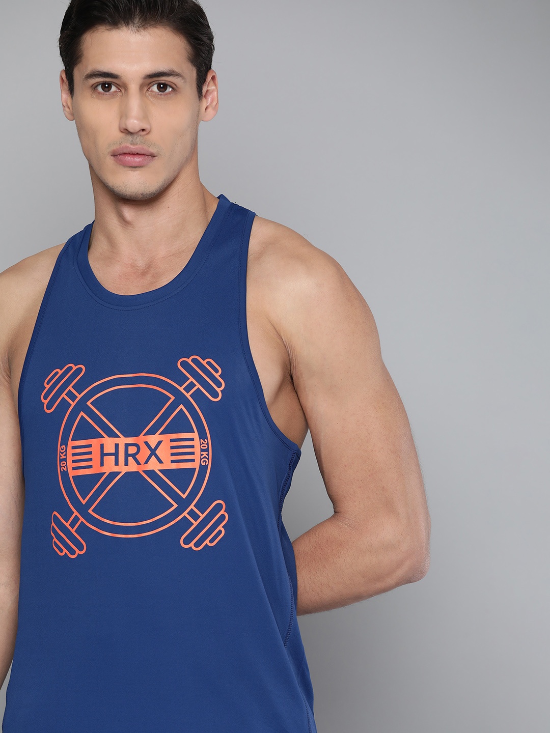 

HRX By Hrithik Roshan Training Men Estate Blue Rapid-Dry Typography Tshirts