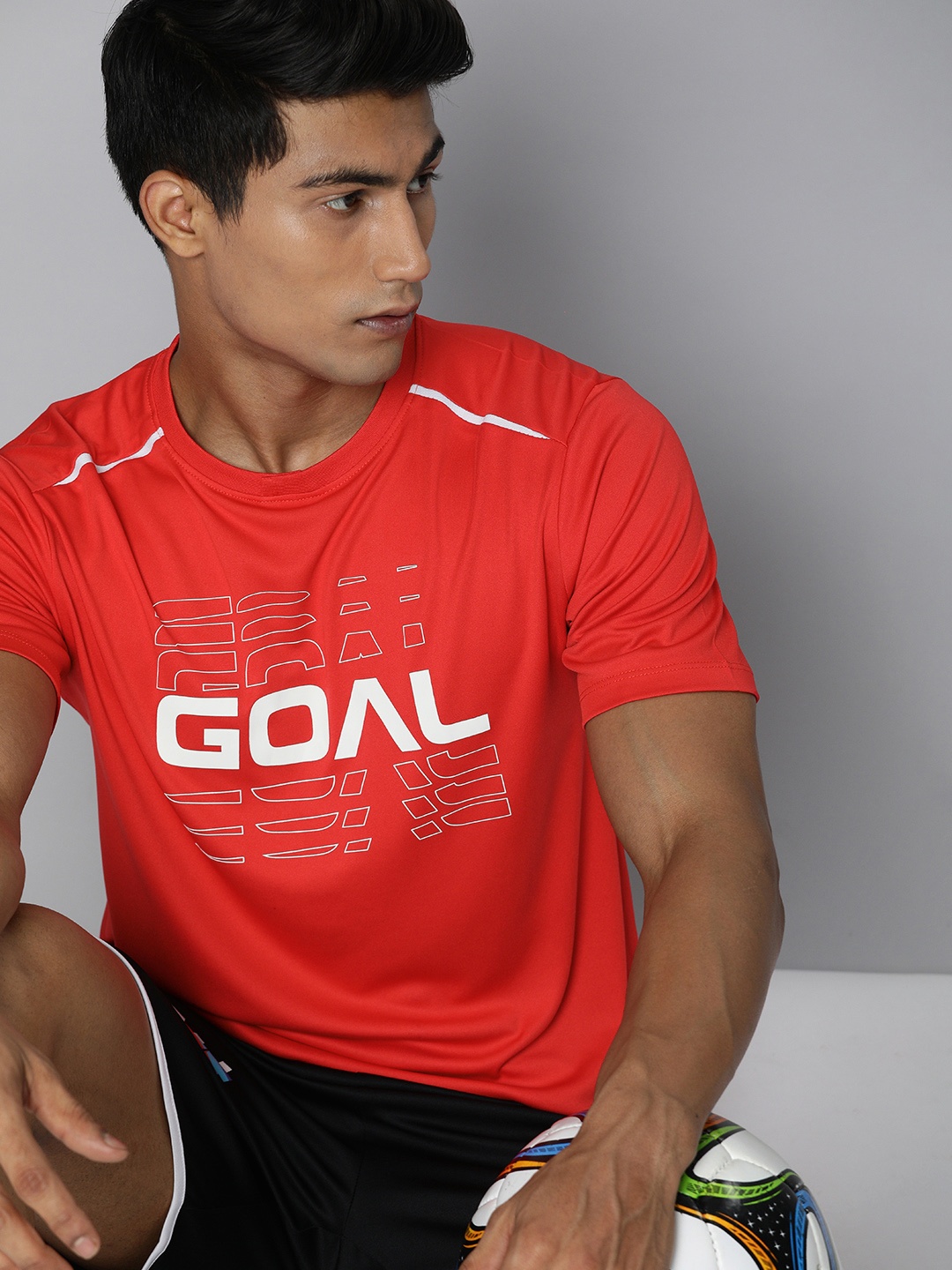 

HRX By Hrithik Roshan Football Men High Risk Red Rapid-Dry Typography T-shirt