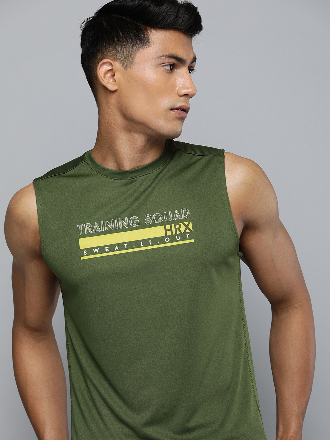 

HRX By Hrithik Roshan Training Men Green Rapid-Dry Typography Training Tshirts