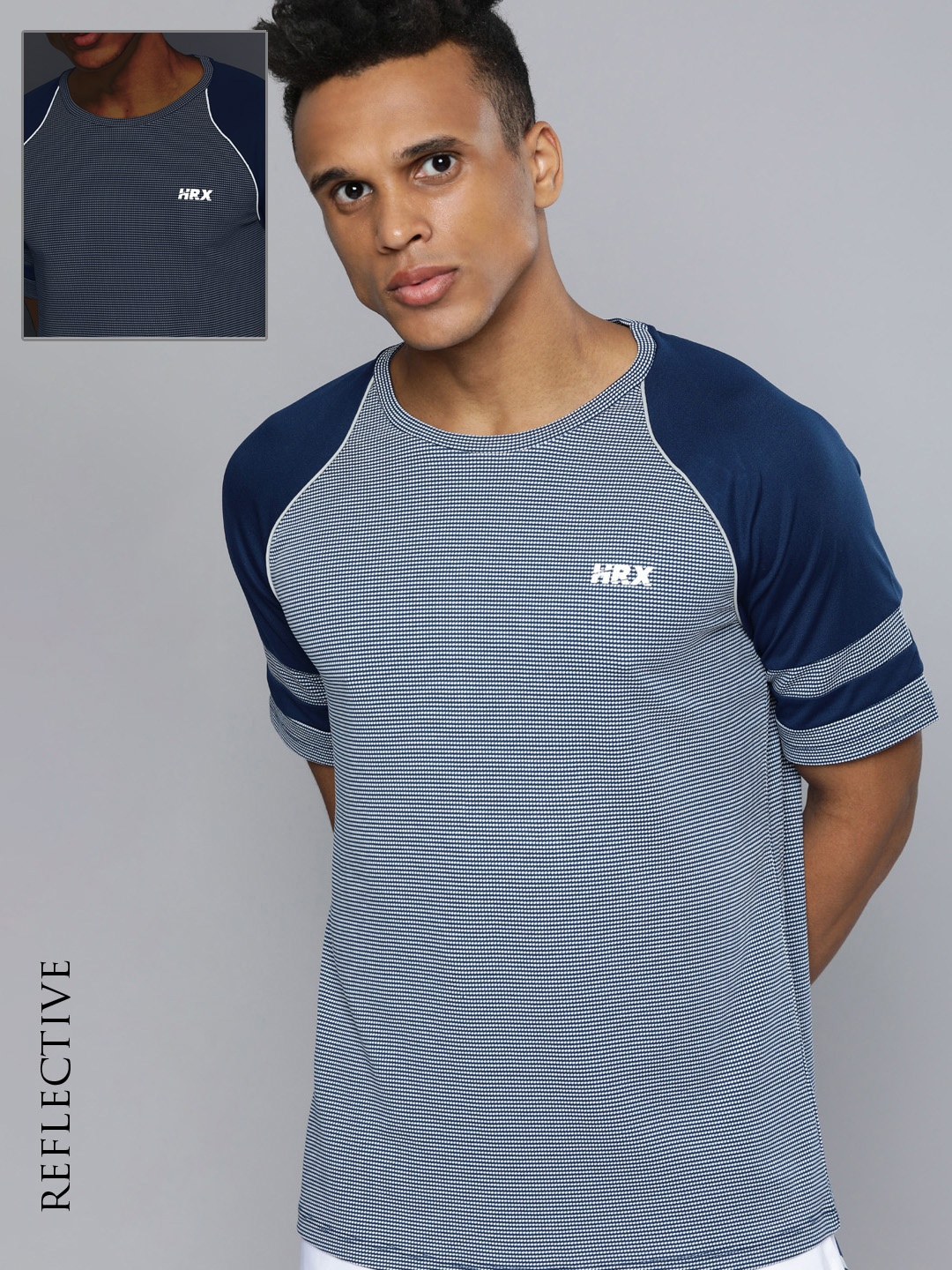 

HRX By Hrithik Roshan Running Men Estate Blue Rapid-Dry Solid Tshirts