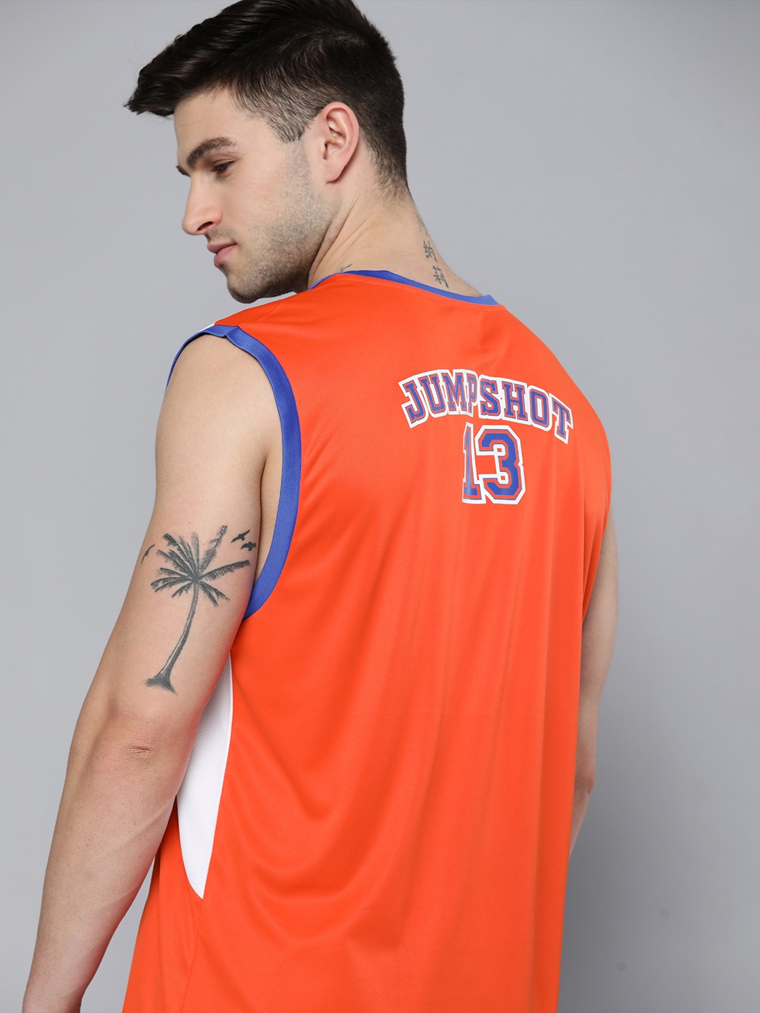 

HRX By Hrithik Roshan Men Orange & White Colourblocked Rapid-Dry Basketball T-shirt
