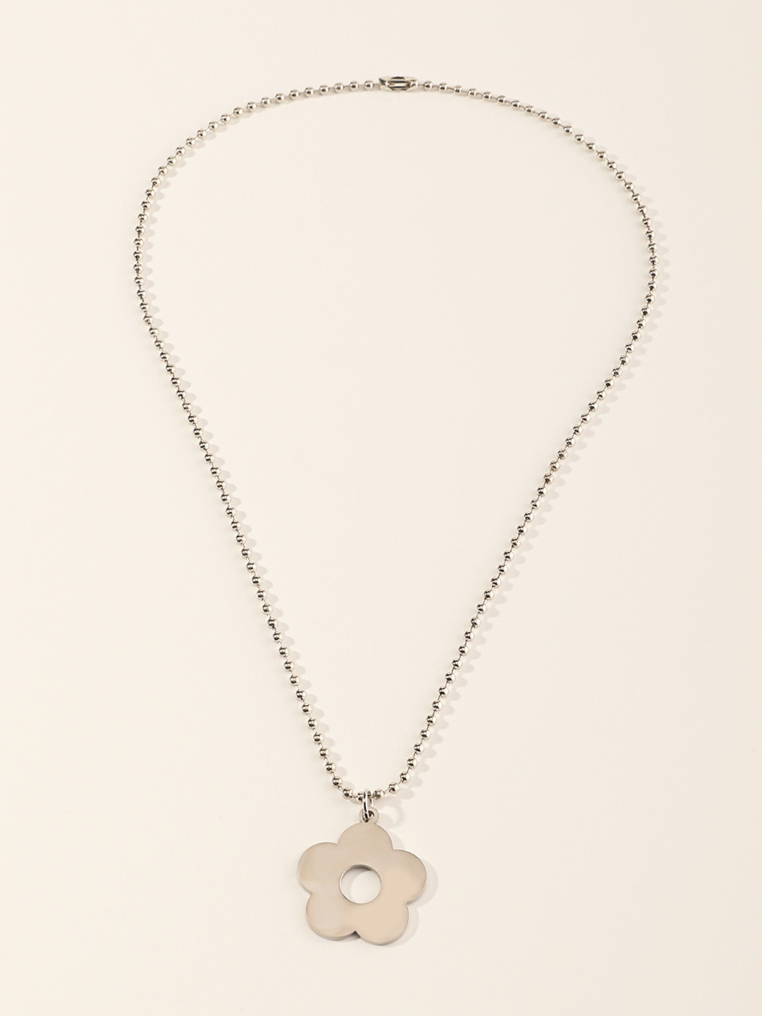 

URBANIC Silver-Toned Flower Shaped Pendant