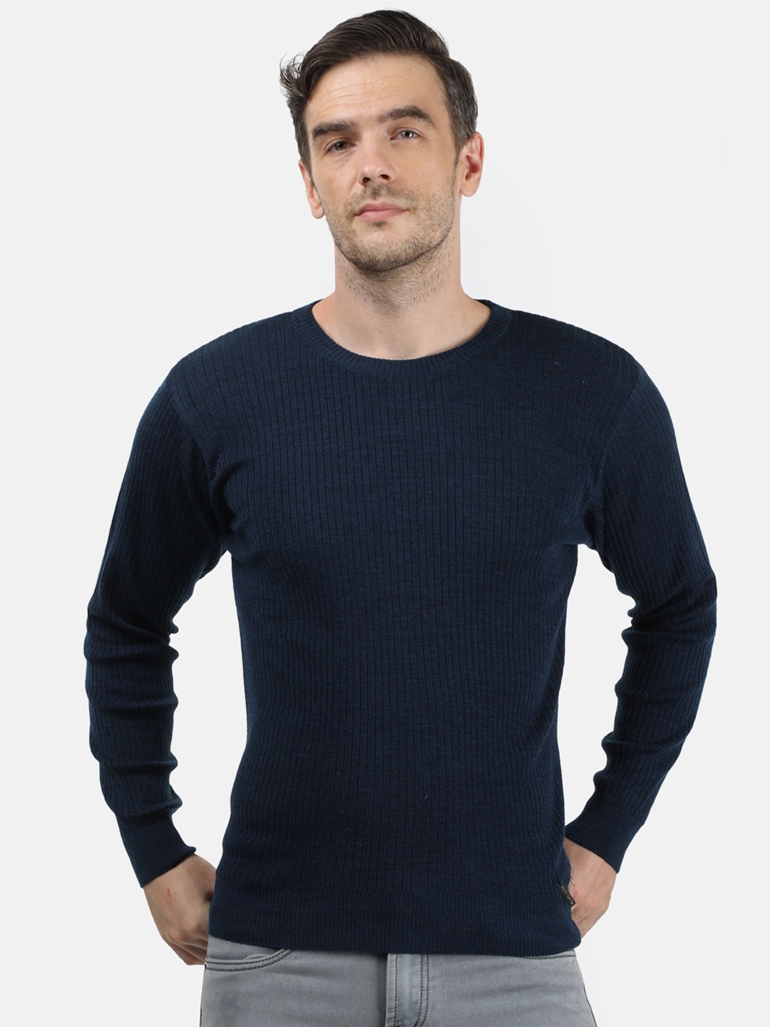 

Monte Carlo Men Navy Blue Ribbed Pullover
