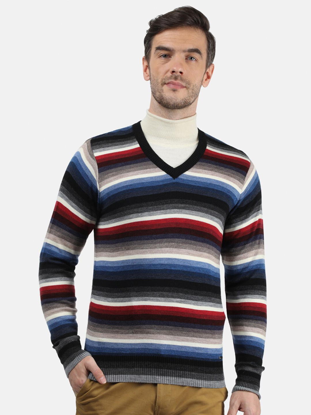 

Monte Carlo Men Blue & Black Striped Pullover