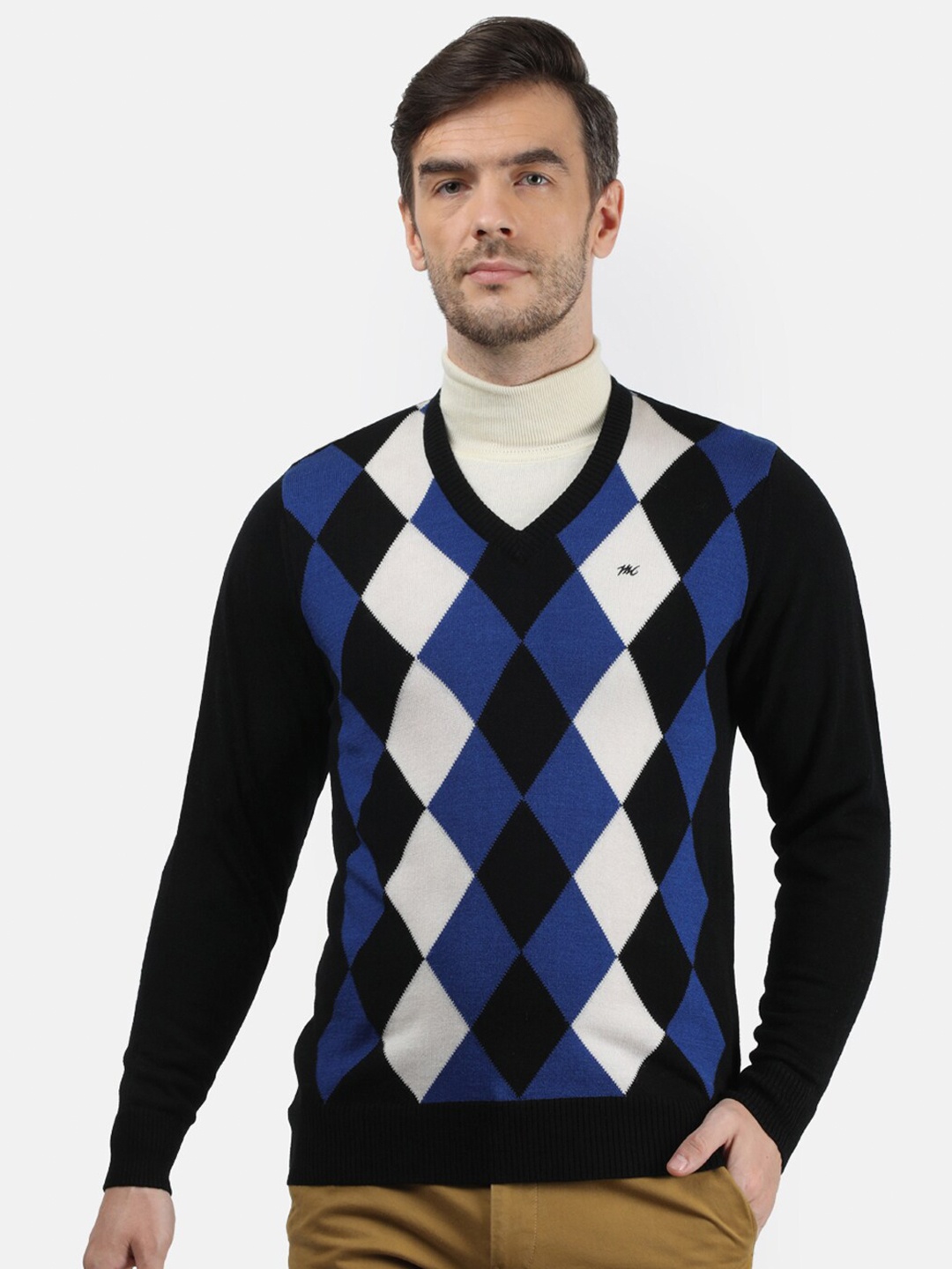 

Monte Carlo Men Black & Blue Printed Pullover