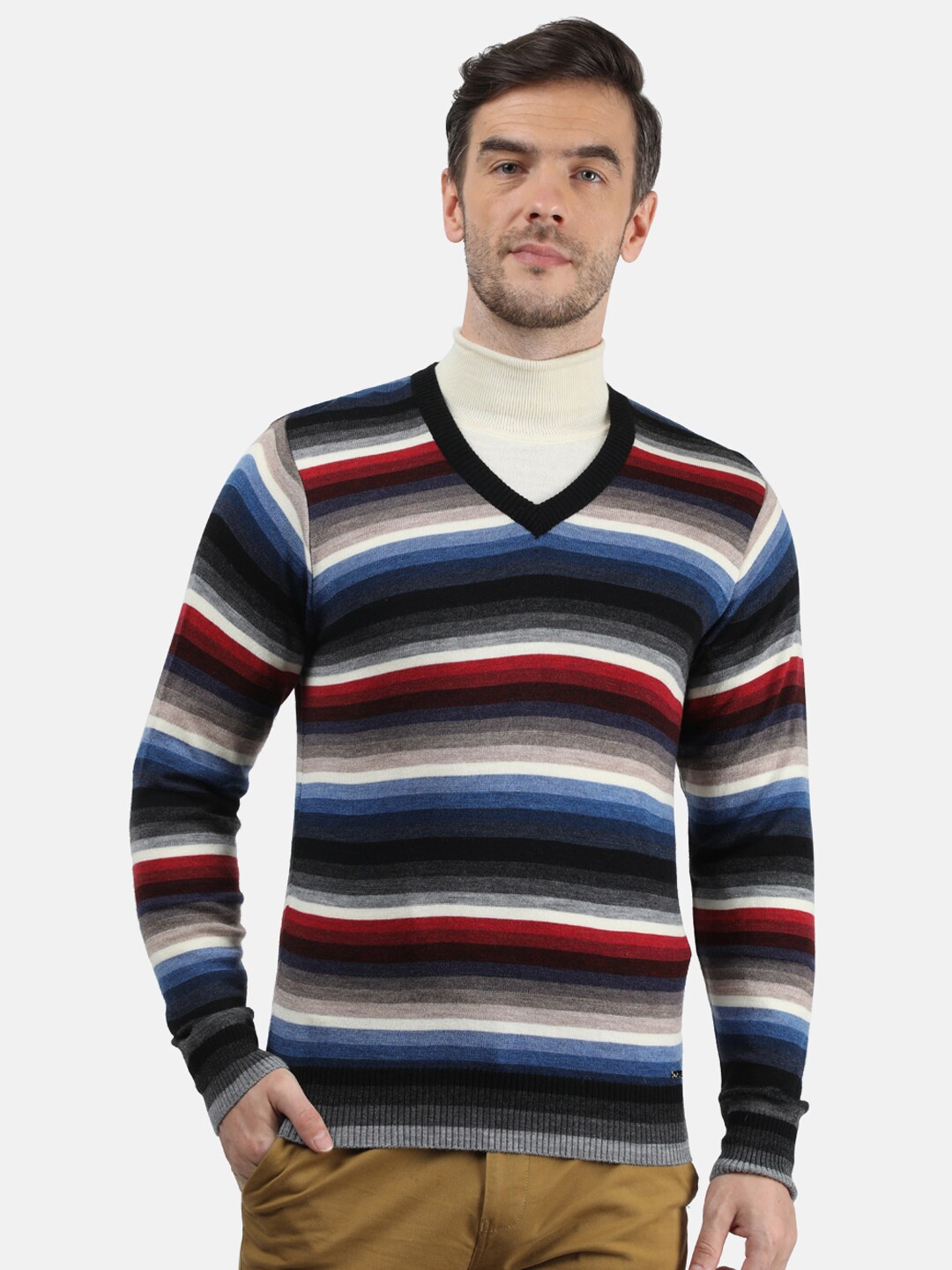 

Monte Carlo Men Blue & Black Striped Pullover