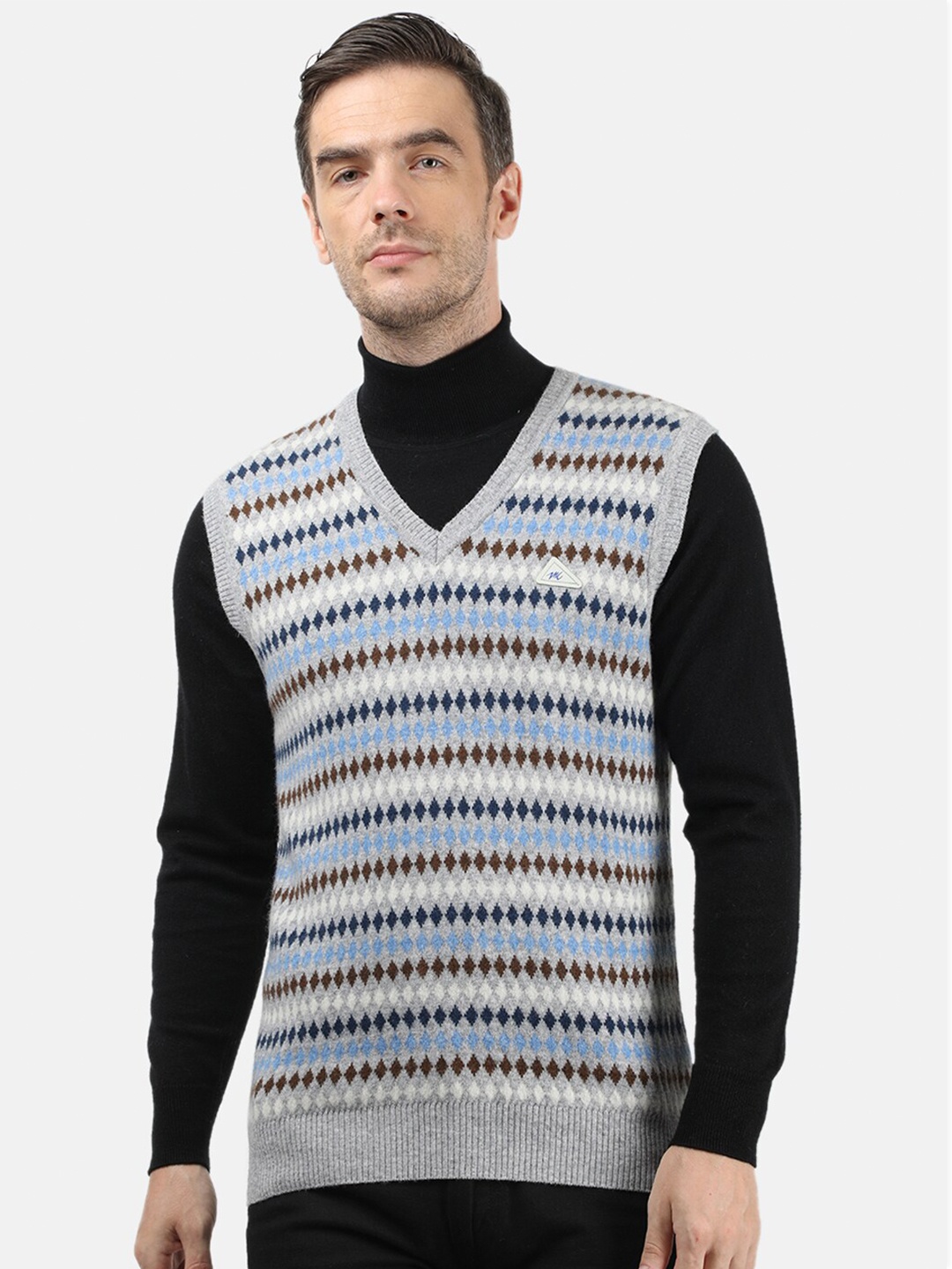 

Monte Carlo Men Grey & Blue Striped Woollen Sweater Vest