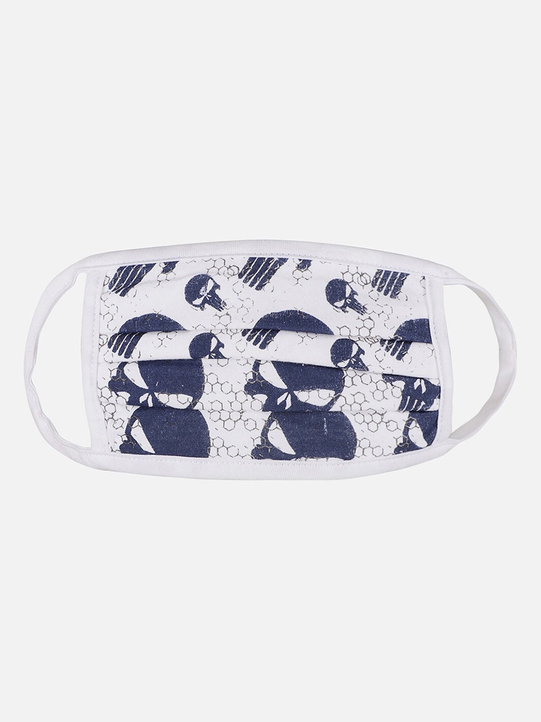 

Free Authority Men White & Navy-Blue Punisher Printed Reusable Cotton Cloth Mask