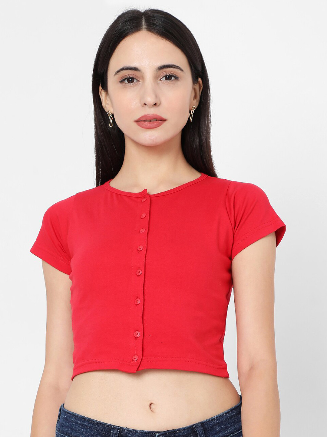 

SALWAR STUDIO Red Solid Readymade Stretchable Saree Blouse