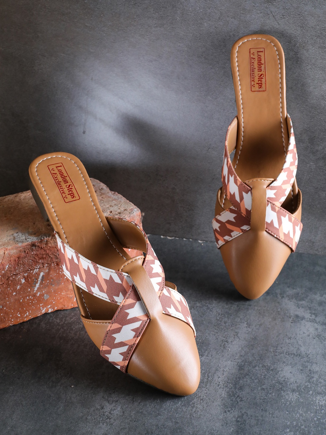 

LONDON STEPS Women Beige Mules Flats
