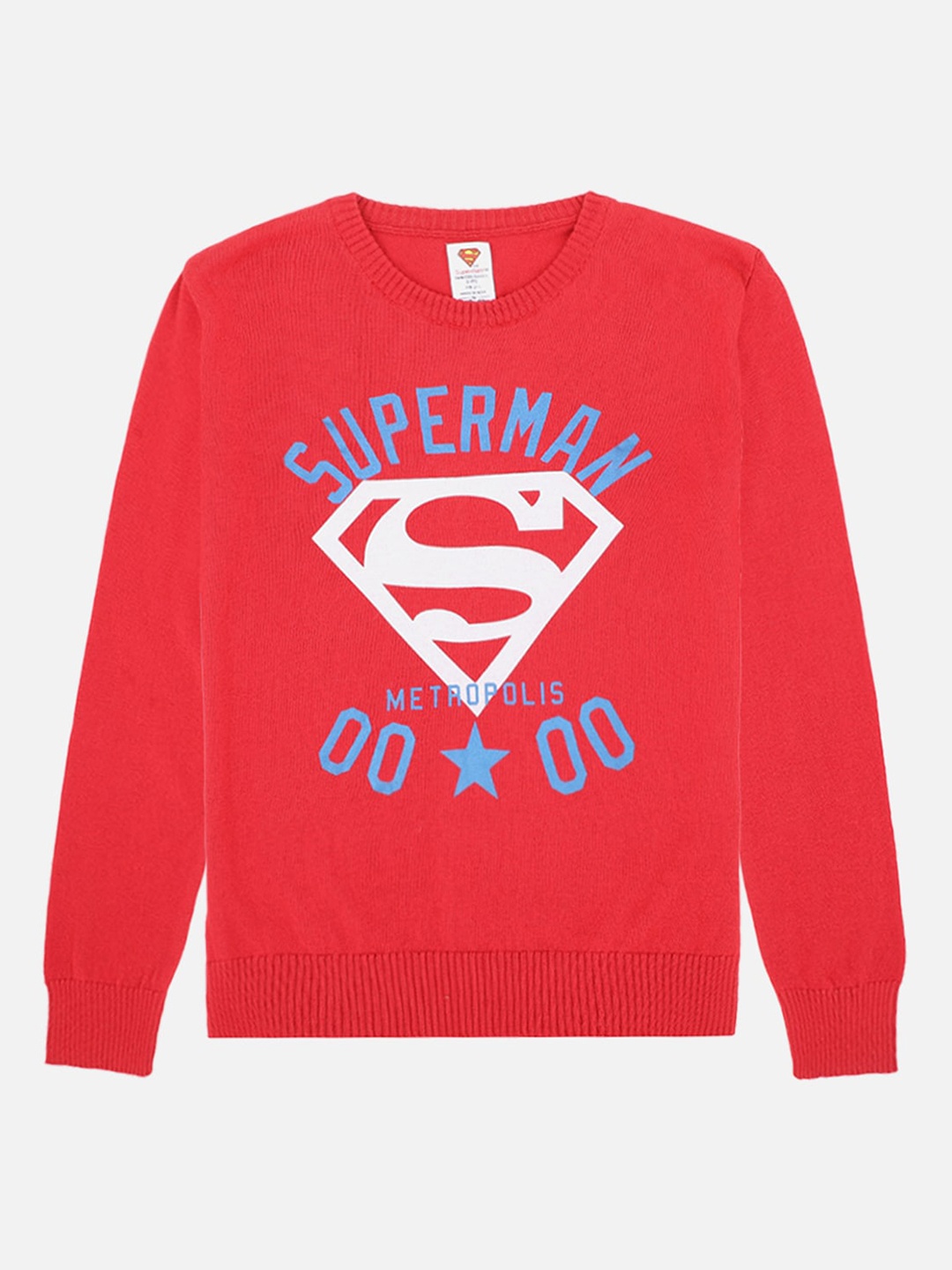 

Kids Ville Boys Red Superman Printed Pullover Sweater