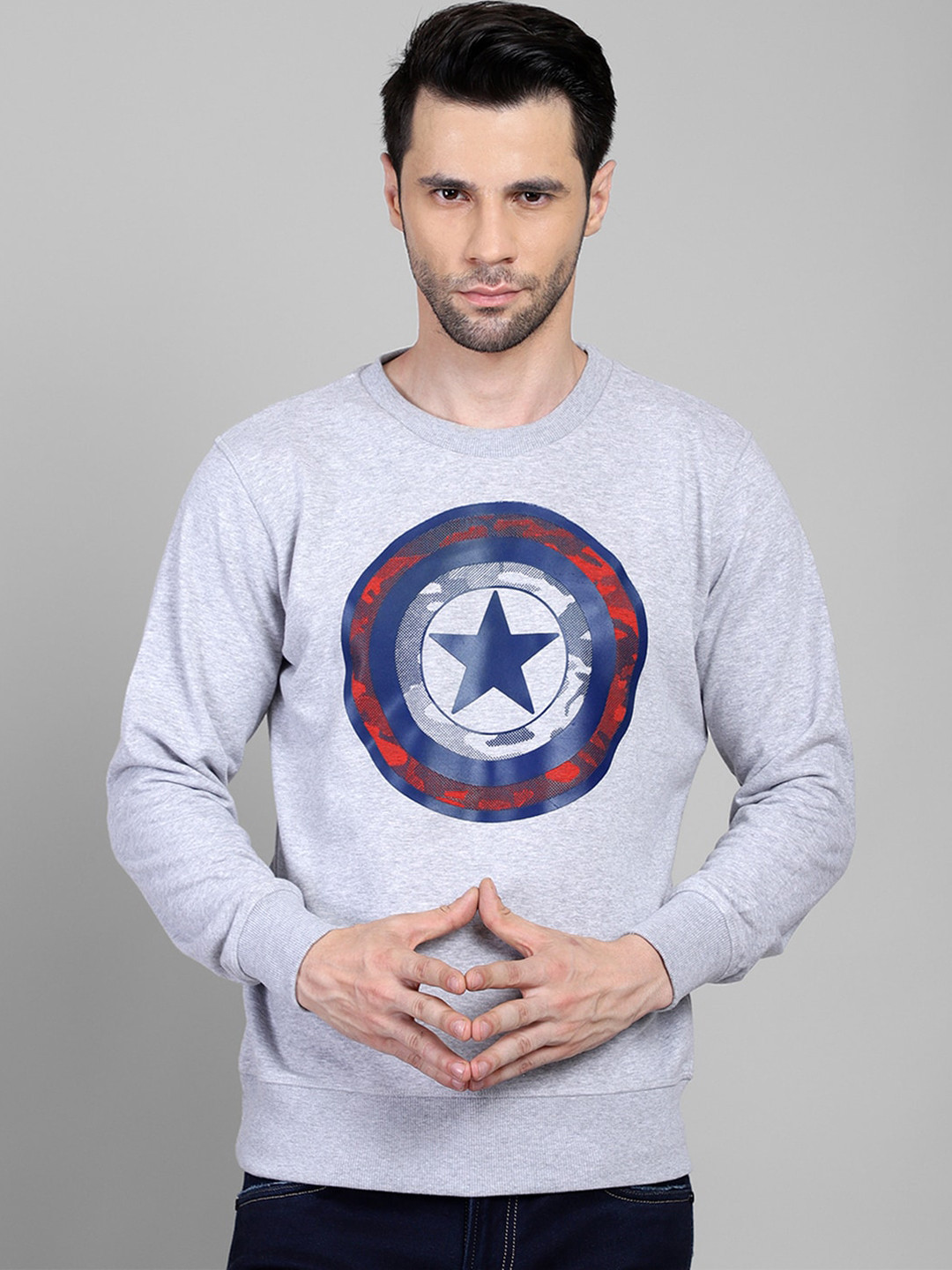 

Free Authority Men Grey Captain America Printed Sweatshirt