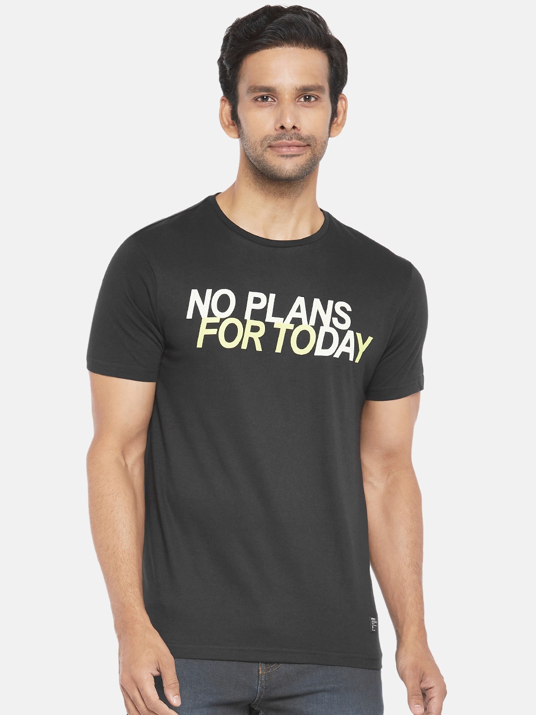 

People Men Black White Typography Printed Pure Cotton T-shirt