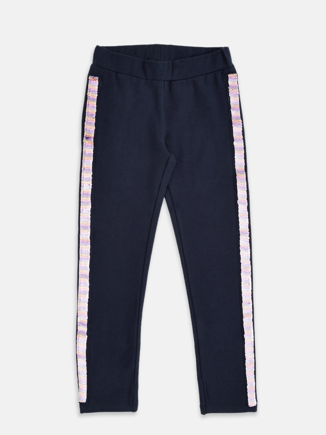 

Pantaloons Junior Girls Navy Blue Solid Regular Fit Pure Cotton Treggings