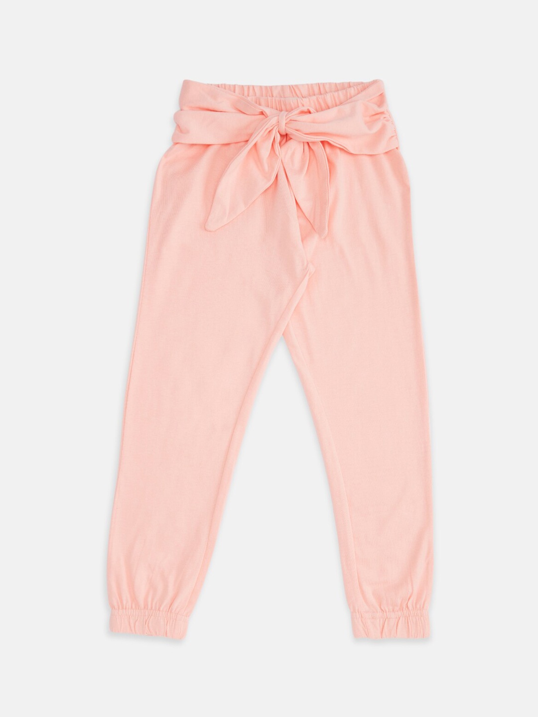 

Pantaloons Junior Girls Peach Solid Pure Cotton Joggers