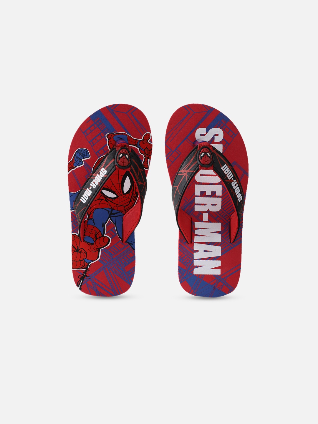 

Kids Ville Boys Red & White Spiderman Printed Room Slippers