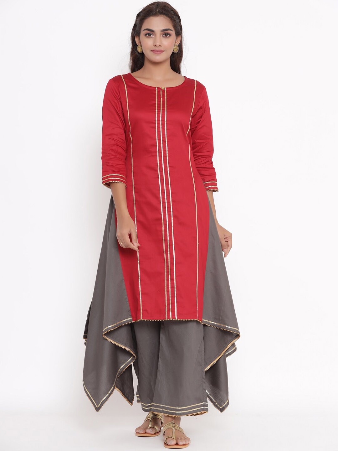 

VEDANA Women Maroon Gotta Patti Kurta with Palazzos