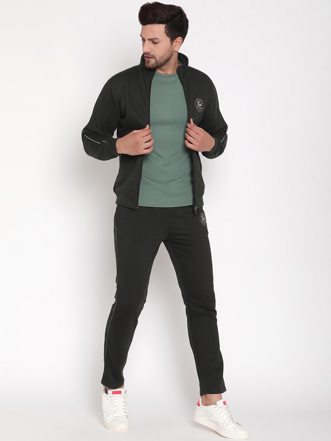 

Octave Men Olive Solid Cotton Tracksuit