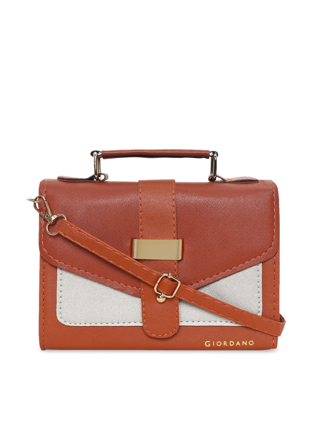 

GIORDANO Brown Colourblocked PU Swagger Satchel