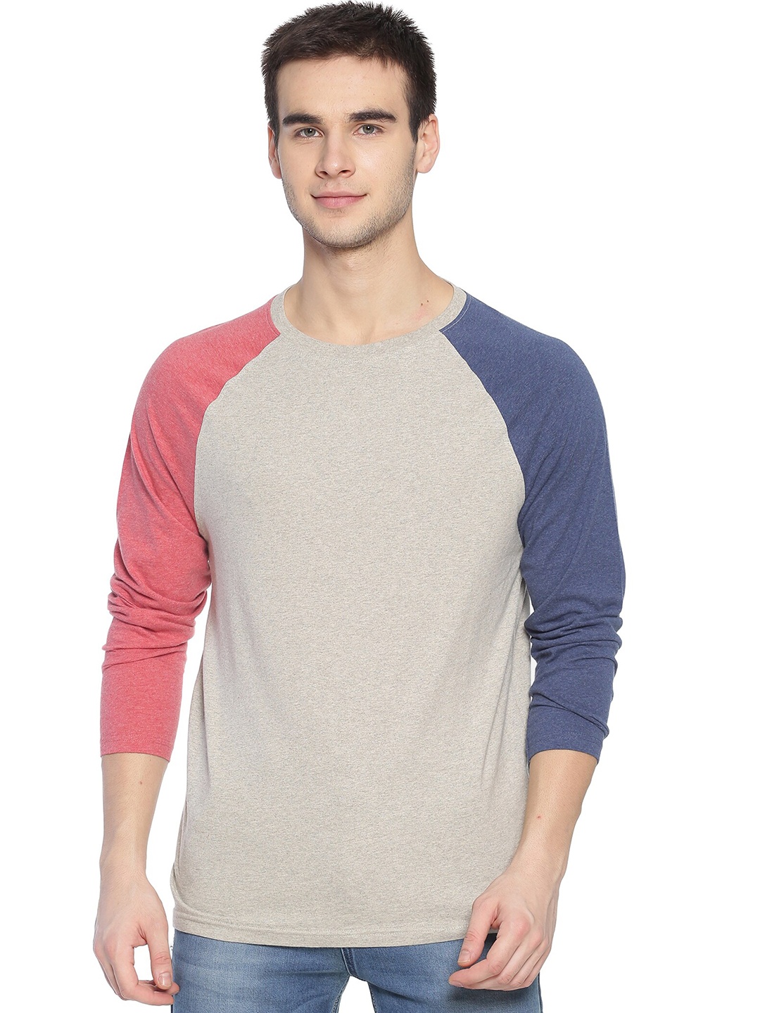 

Steenbok Men Grey Colourblocked Drop-Shoulder Sleeves Pockets T-shirt