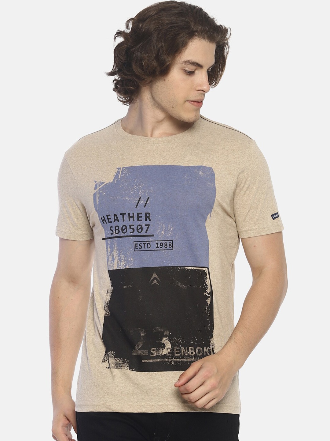 

Steenbok Men Brown Printed Slim Fit T-shirt