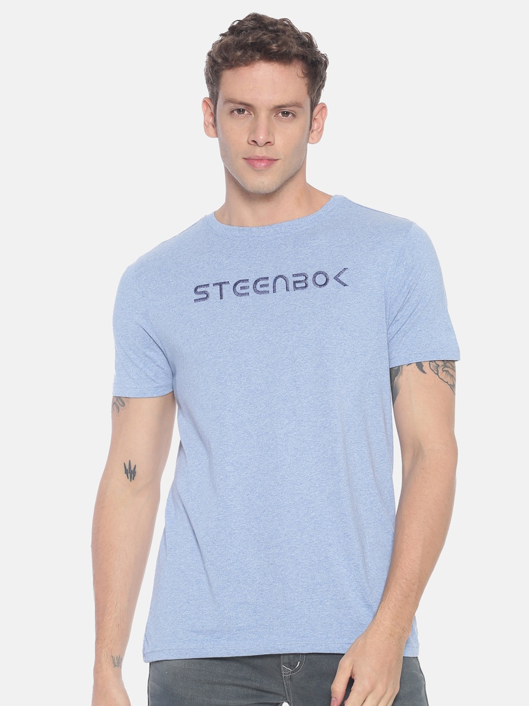 Steenbok Men Blue Typography T-shirt