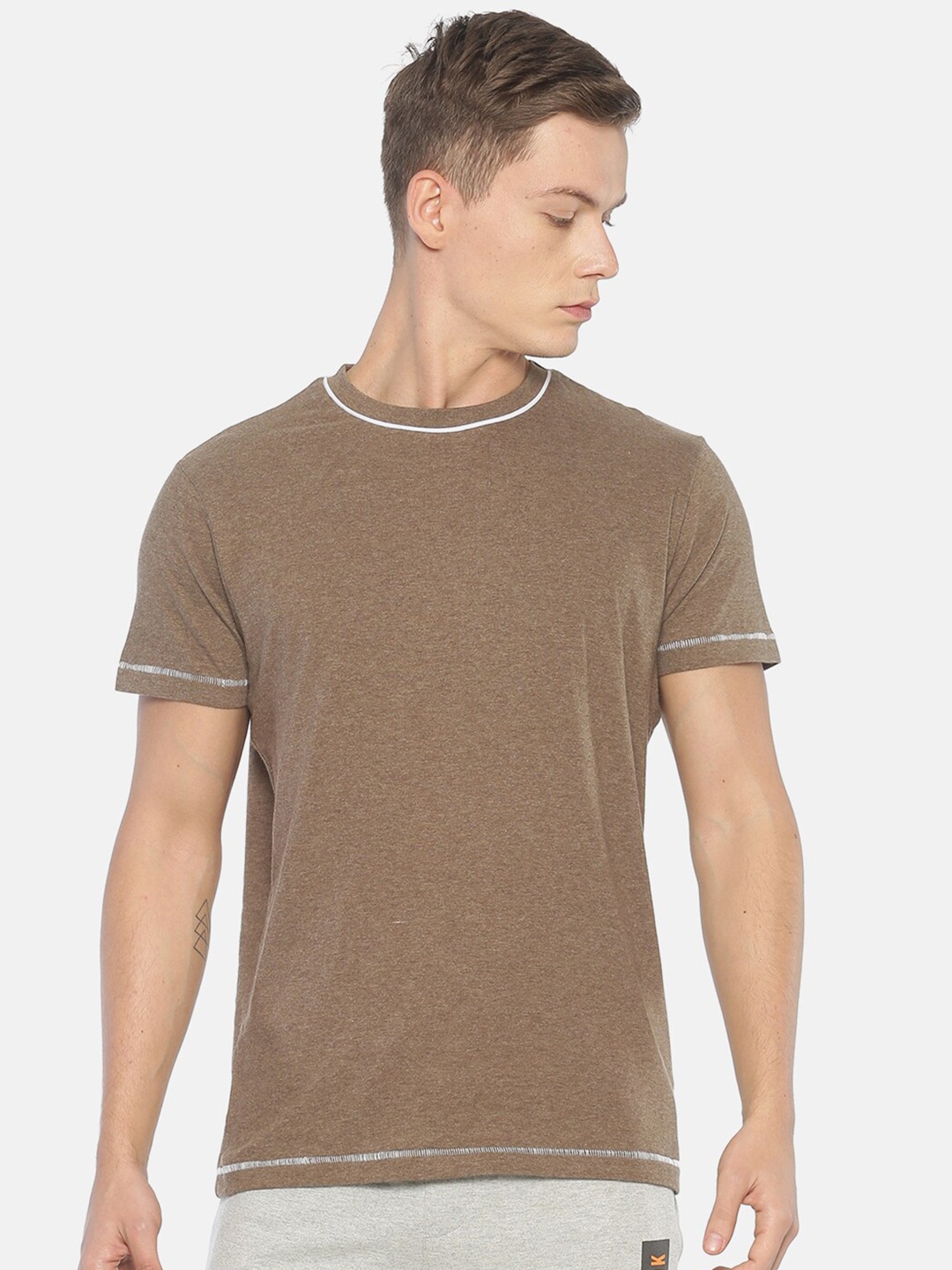 

Steenbok Men Brown Raw Edge T-shirt
