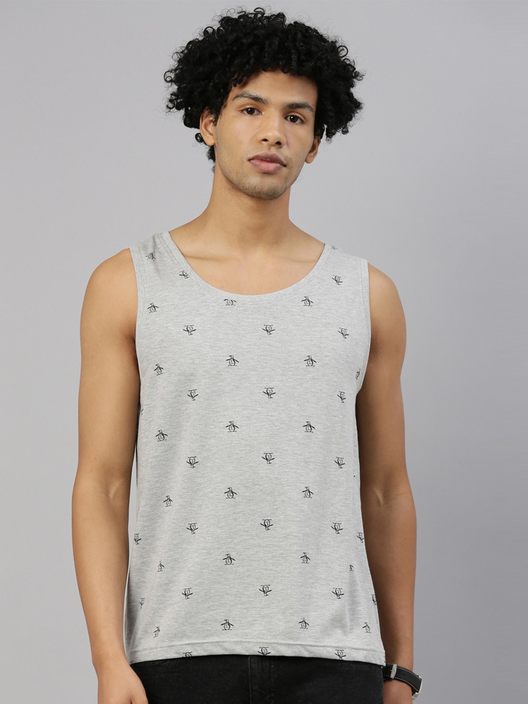 

Kryptic Men Grey Melange Printed Vest