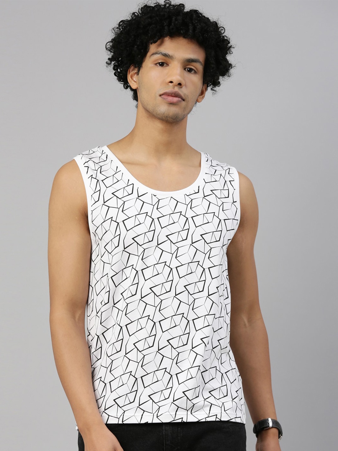 

Kryptic Men White Printed Vest