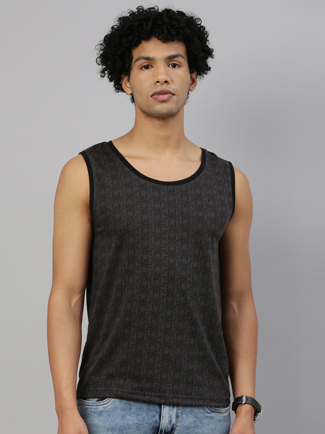 

Kryptic Men Charcoal Printed Vest