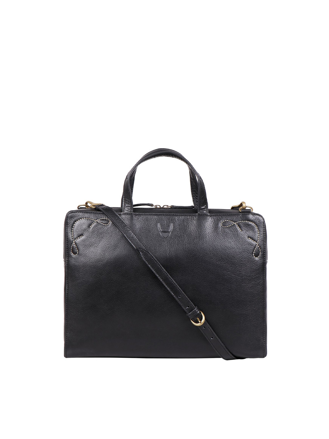

Hidesign Men Black Solid Leather Messenger Bag