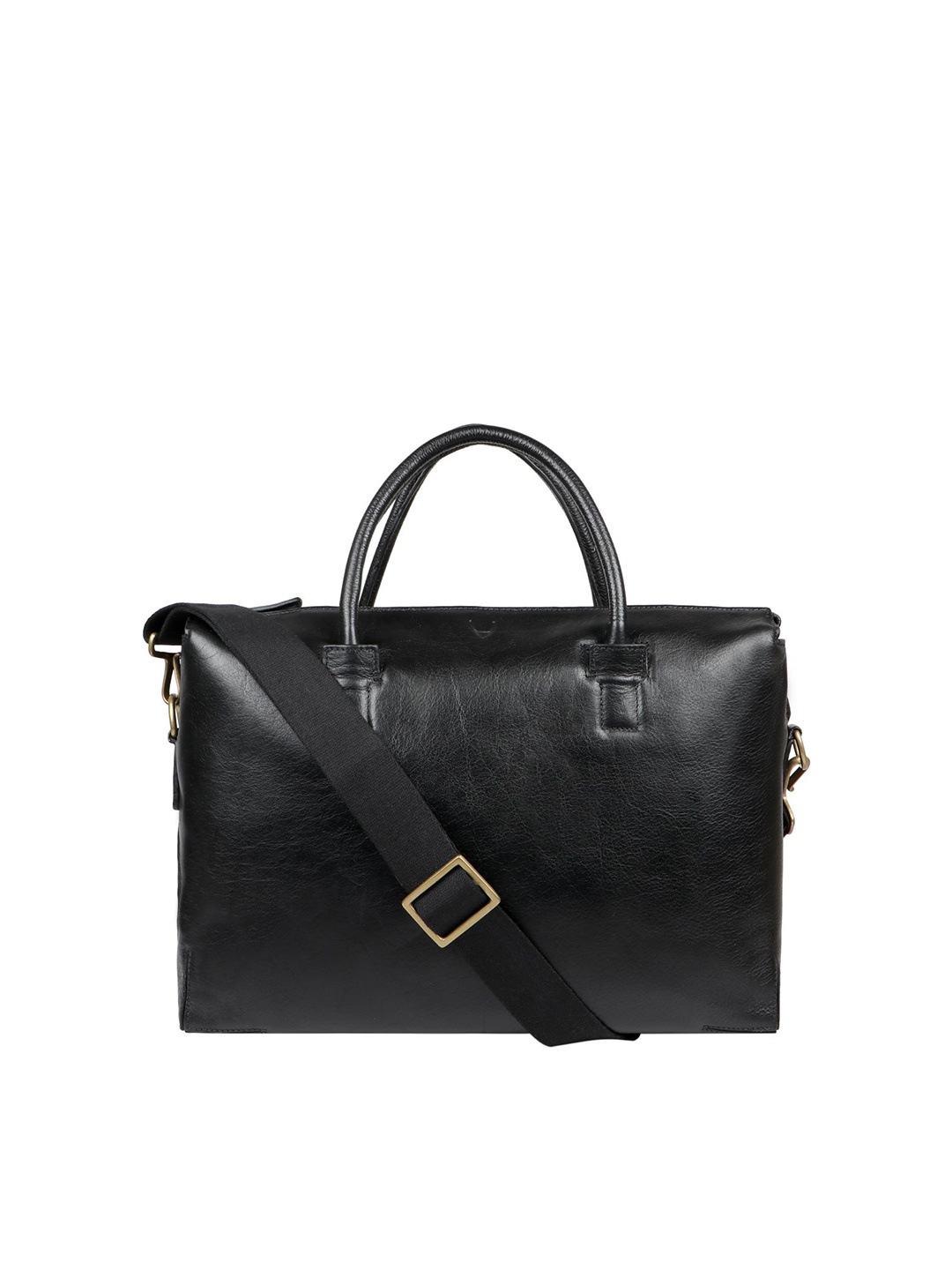 

Hidesign Men Black Textured Leather Messenger Bag