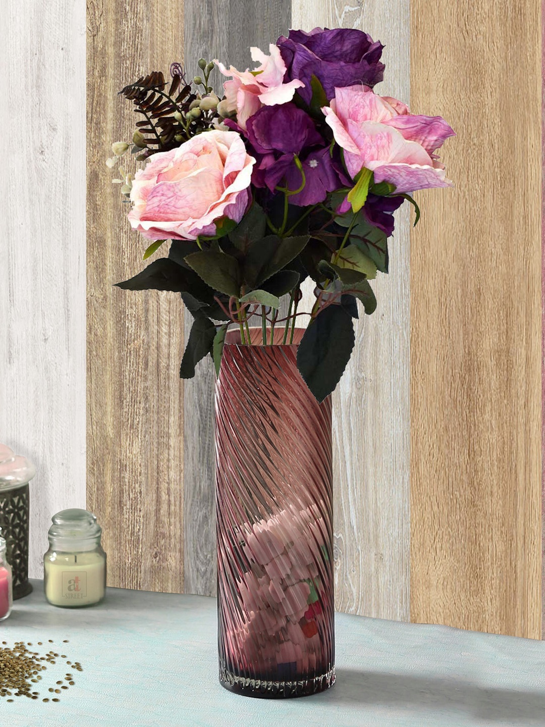 

Art Street Pink & Purple Artificial Flower Bunch, Peach