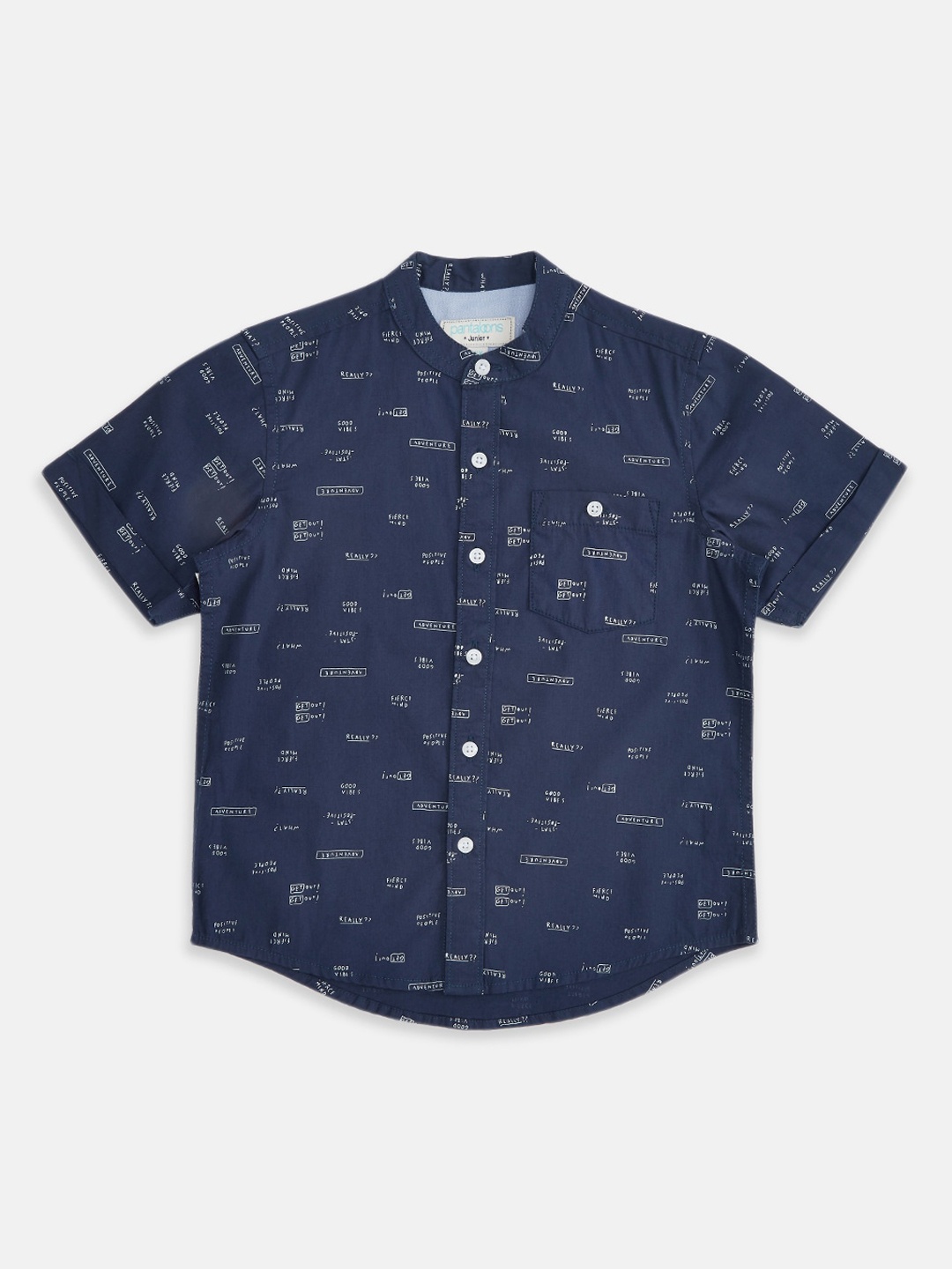 

Pantaloons Junior Boys Navy Blue Opaque Printed Casual Shirt