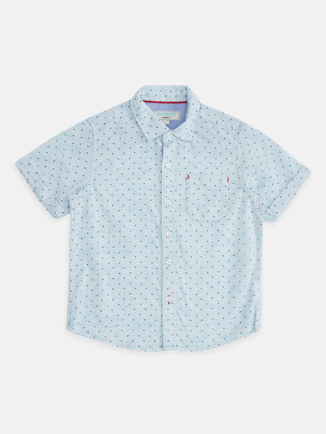 

Pantaloons Junior Boys Blue Opaque Printed Casual Shirt