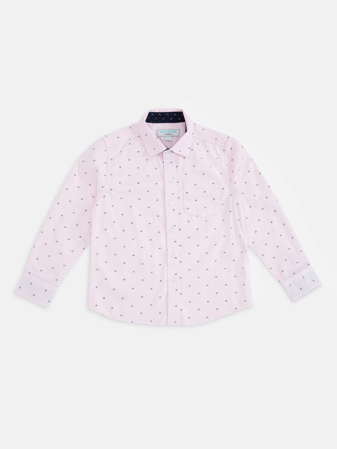 

Pantaloons Junior Boys Pink Opaque Printed Cotton Casual Shirt