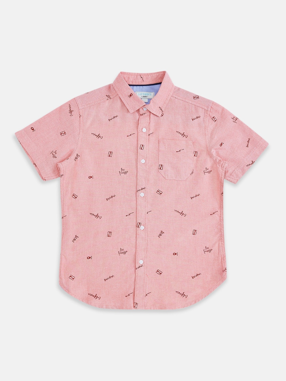 

Pantaloons Junior Boys Coral Opaque Printed Casual Shirt